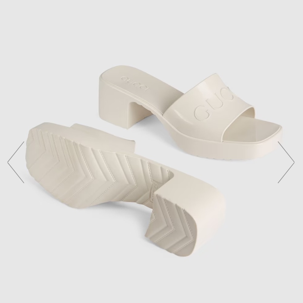 Gucci Rubber Slide Sandals - white